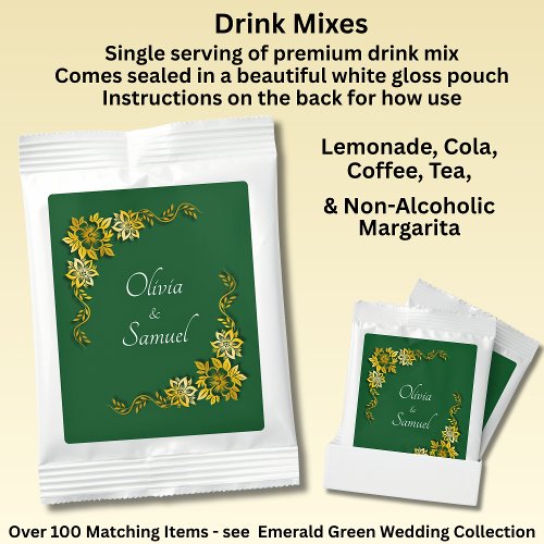 Add Names Emerald Green & Gold Wedding 