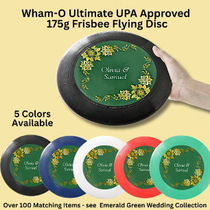 Add Names Emerald Green & Gold Wedding Wham-O Frisbee
