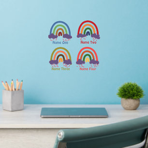 Add Names Four Colorful Boho Rainbows Nursery Wall Decal