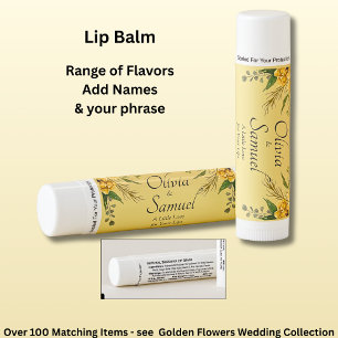 Add Names, Golden Flowers Wedding Suite Lip Balm