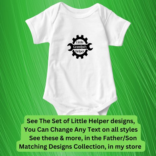 Add Names Grandpas Daddys Little Helper Tools Baby Bodysuit