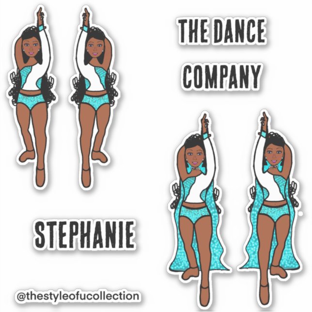 Add Names Majorette / Dancer Stickers Aqua Spark (Front)