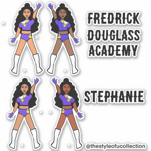Add Names Majorette / Dancer Stickers Purple Flora (Front)