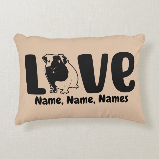 Add Names or Text, Guinea Pig LOVE on    Accent Pillow (Front)