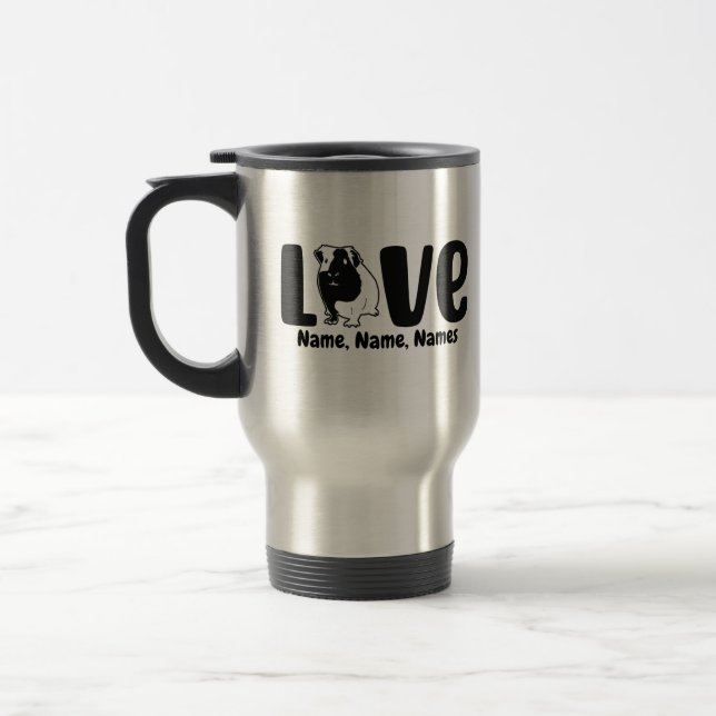 Add Names or Text, Guinea Pig LOVE on  Travel Mug (Left)