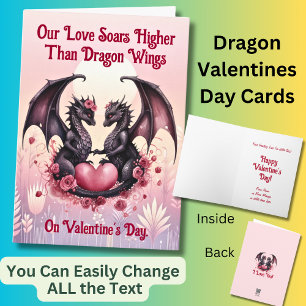 Add Names, Our Love Soars - Dragon Valentines Day  Card