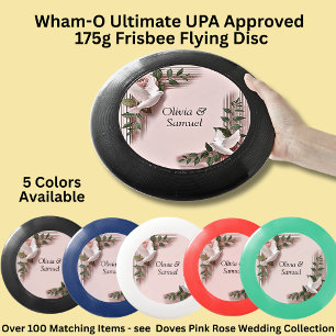 Add Names Pink Roses & Doves Wedding Wham-O Frisbee