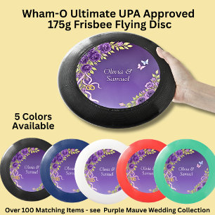 Add Names Purple Mauve Flowers & White Wedding Wham-O Frisbee