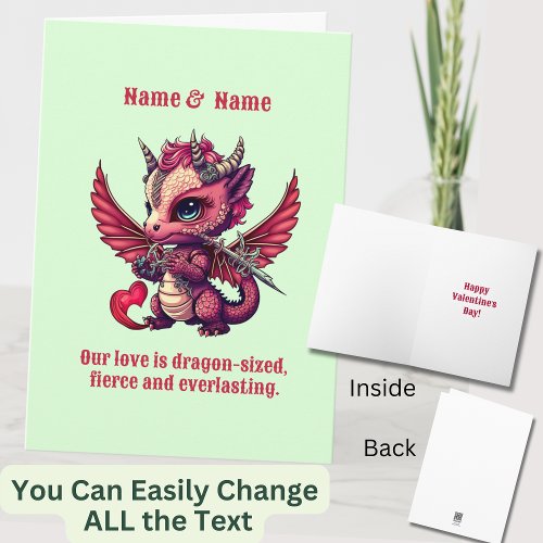 Add Names Quote Red Dragon Valentines Day  Card