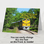 Add Names Steam Train Men Man Happy Birthday Card<br><div class="desc">Personalize this card - change any text - Change the greeting and any of the inside words - add the Names.</div>
