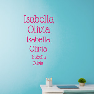 Add Names Text, 2 Girls Names 3 sizes on one sheet Wall Decal