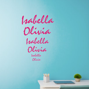 Add Names Text, 2 Girls Names 3 sizes on one sheet Wall Decal