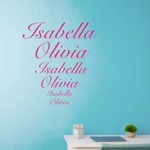 Add Names Text, 2 Girls Names 3 sizes on one sheet Wall Decal