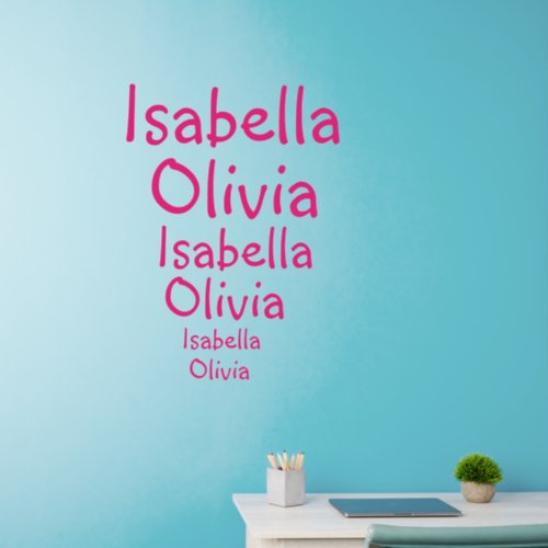 Add Names Text 2 Girls Names 3 sizes on one sheet Wall Decal