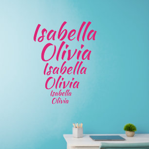 Add Names Text, 2 Girls Names 3 sizes on one sheet Wall Decal