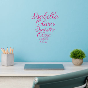 Add Names Text, 2 Girls Names 3 sizes on one sheet Wall Decal