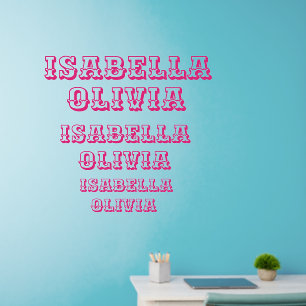 Add Names Text, 2 Girls Names 3 sizes on one sheet Wall Decal
