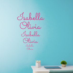Add Names Text, 2 Girls Names 3 sizes on one sheet Wall Decal