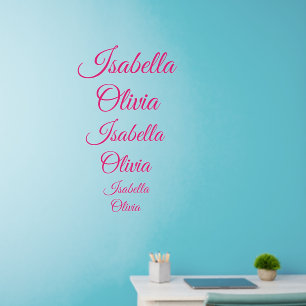Add Names Text, 2 Girls Names 3 sizes on one sheet Wall Decal