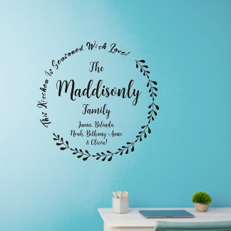 Add Names Text Message Family Circle Wreath 36" Wall Decal