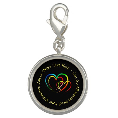 Add Names Text Message - Hearts on Black Charm
