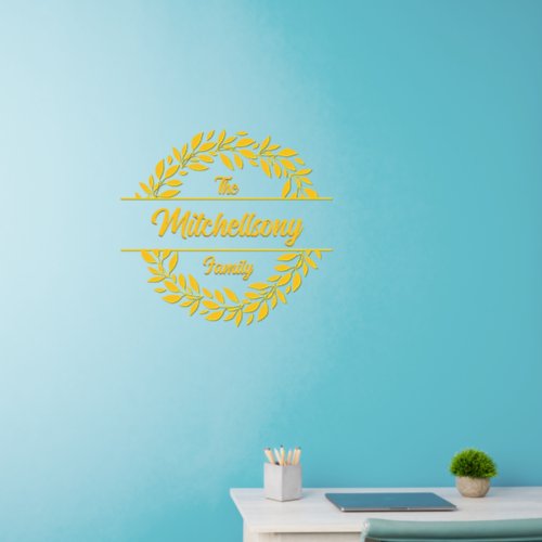 Add Names Text Message Split Gold Monogram 24 Wall Decal