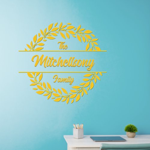 Add Names Text Message Split Gold Monogram 36 Wall Decal