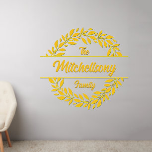 Add Names Text Message Split Gold Monogram 50" Wall Decal