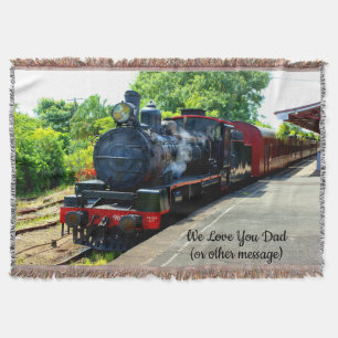 Add Names Text - Steam Train Engine Locomotive Throw Blanket