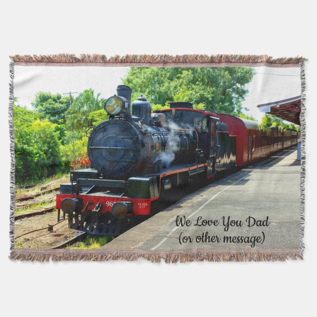  Add Names Text - Steam Train Engine Locomotive  Throw Blanket (Front)