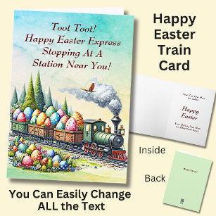 Add Names, Toot Happy Easter Express Steam Train   Card