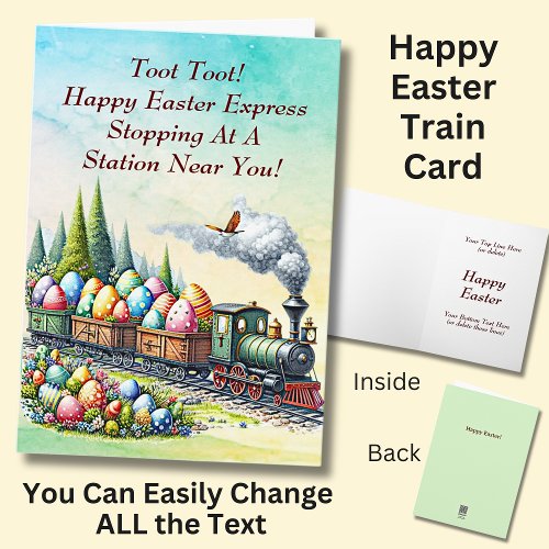 Add Names Toot Happy Easter Express Steam Train   Card