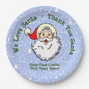 Add Names, We Love Santa - Thank You Santa 9" Paper Plates