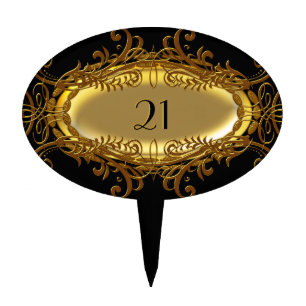Add Number Gold Black For Birthday Cake Topper