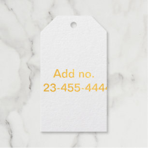 Add number phone number simple minimal business foil gift tags