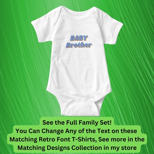 Add or Edit Name BABY Matching Family Retro Baby Bodysuit
