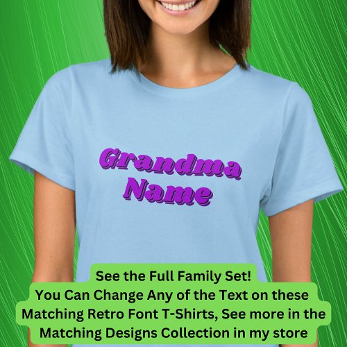 Add or Edit Name Grandma Matching Family Retro T_Shirt
