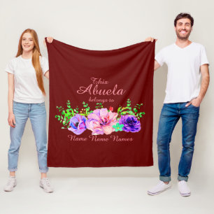 Add or Edit Names - This Abuela belongs to Floral Fleece Blanket