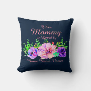 Add or Edit Names - This Mommy belongs to Floral T Throw Pillow