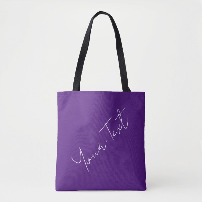 Add Own Name Handwritten Elegant Royal Purple Tote Bag (Front)