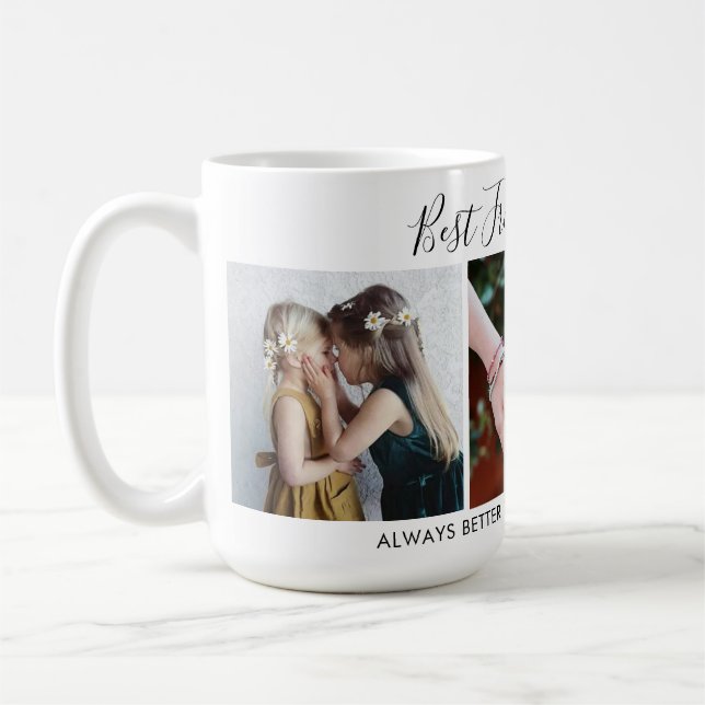 Add Own Text Script 3 Photo Collage Best Friends Coffee Mug (Left)