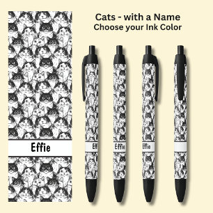Add Owner or Cat's Name, Cats Illustration Pen