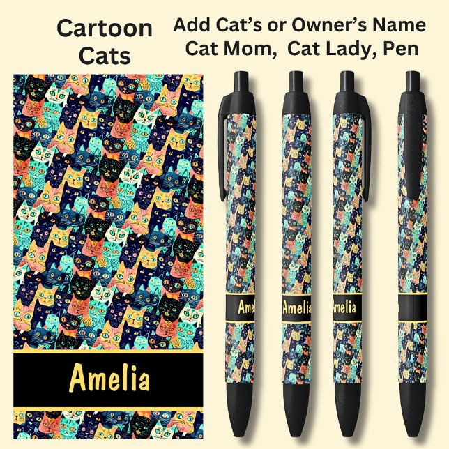 Add Owner or Cat's Name, Funny Cartoon Cats Pen (Creator Uploaded)