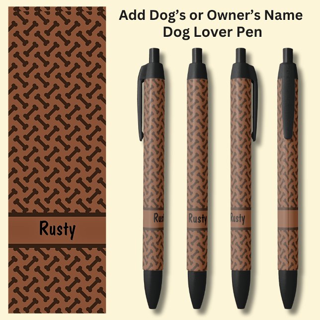 Add Owner's or Dog's Name, Dog Bones on Brown Pen (Creator Uploaded)