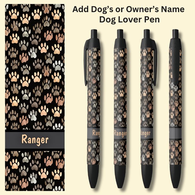 Add Owner's or Dog's Name,  Dog Paw Prints Brown Pen (Creator Uploaded)