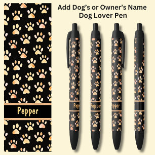 Add Owner's or Dog's Name, Dog Paw Prints on Brown Pen