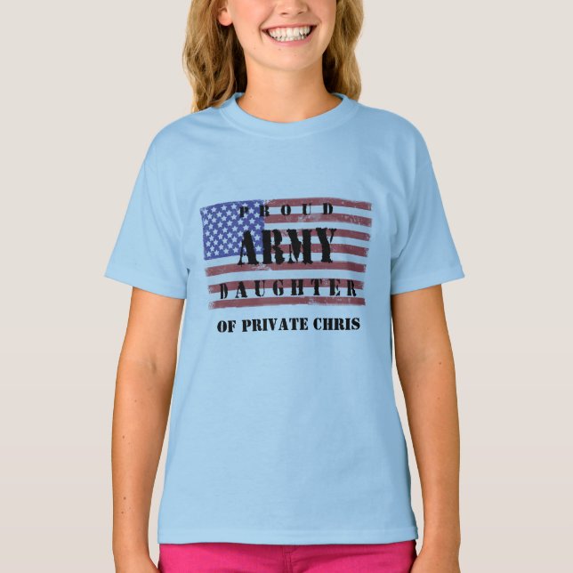 Add Parent's Name Proud Army Daughter Shirt (Front)