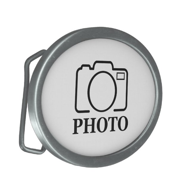 Add Personalized Photo Wedding Modern Cute Elegant Belt Buckle (Front Left)