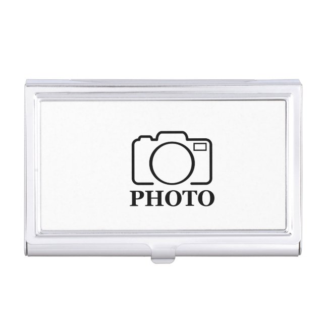 Add Personalized Photo Wedding Modern Cute Elegant Business Card Case (Front)