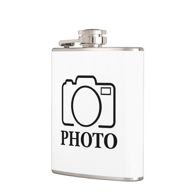Add Personalized Photo Wedding Modern Cute Elegant Flask (Left)